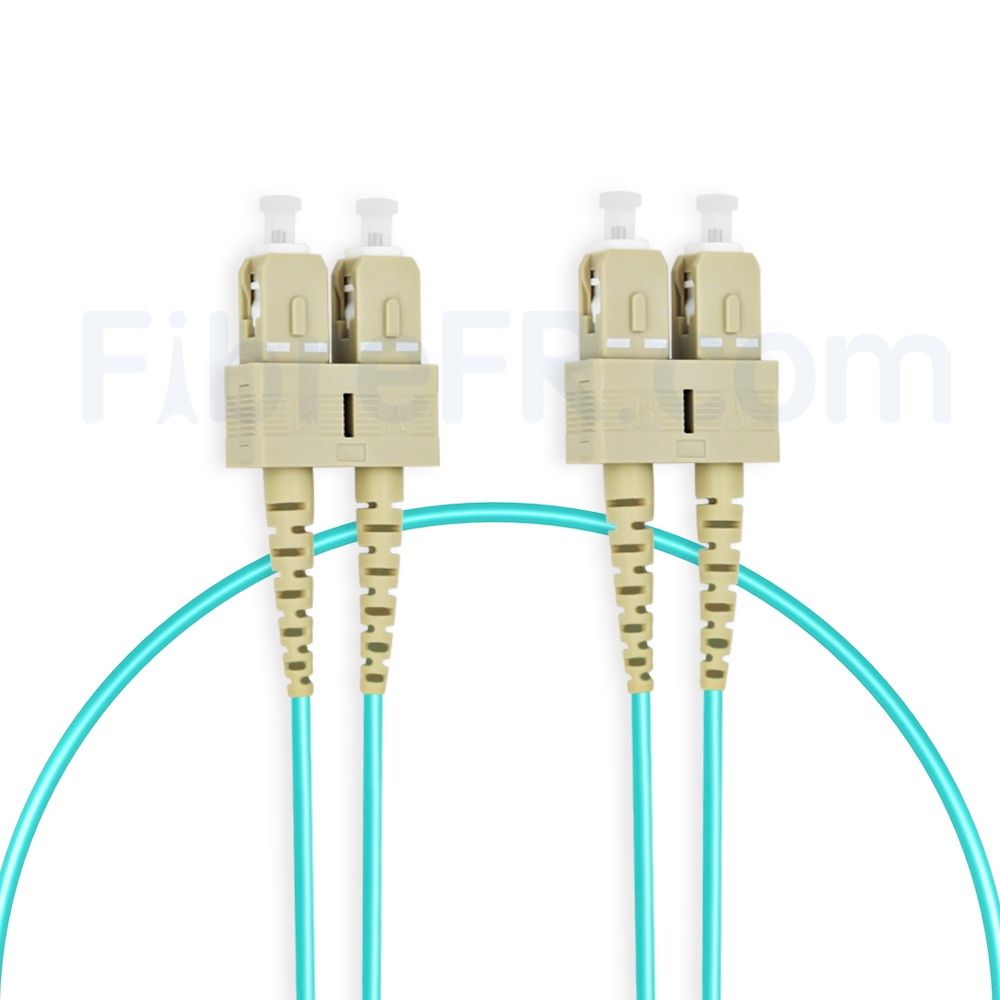 Lot De 10 Câbles Fibres Optiques Multimode Corning OM3 1m - Connecteurs LC à SC, Duplex, Aqua, Pour Réseau 10G