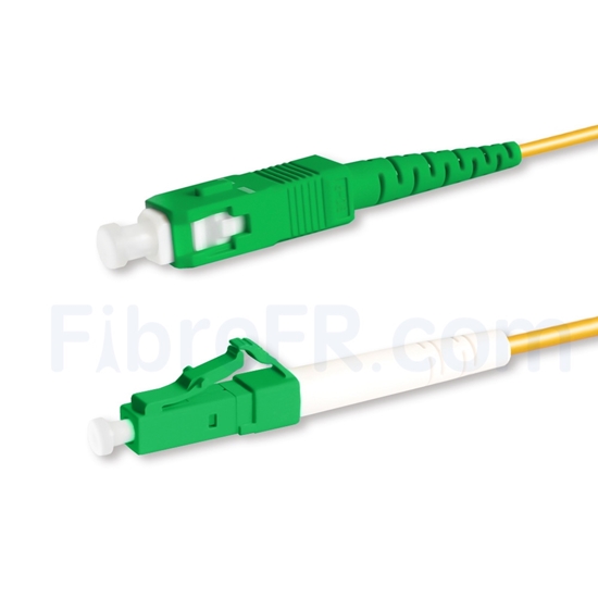 Image de 1m LC APC vers SC APC Simplex 2,0mm PVC (OFNR) OS2 Jarretière Optique Monomode