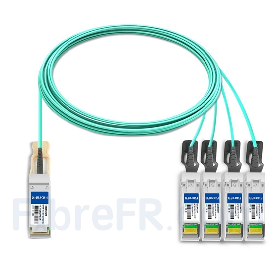 Image de 10m Extreme Networks 10443 Compatible Câble Optique Actif Breakout QSFP28 100G vers 4 x SFP28