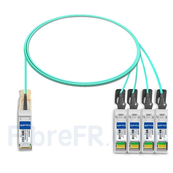 Image de 2m Juniper Networks JNP-100G-4X25G-2M Compatible Câble Optique Actif Breakout QSFP28 100G vers 4 x SFP28
