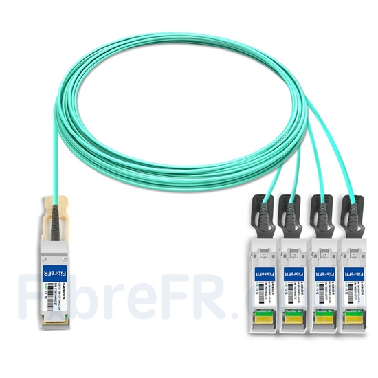 Image de 15m Juniper Networks JNP-100G-4X25G-15M Compatible Câble Optique Actif Breakout QSFP28 100G vers 4 x SFP28