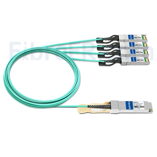 Image de 10m Brocade 40G-QSFP-4SFP-AOC-1001 Compatible Câble Optique Actif Breakout QSFP+ 40G vers 4 x SFP+