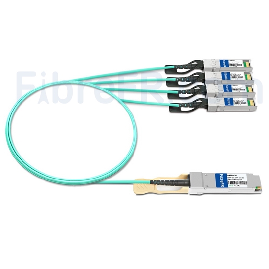 Image de 2m Brocade 40G-QSFP-4SFP-AOC-0201 Compatible Câble Optique Actif Breakout QSFP+ 40G vers 4 x SFP+