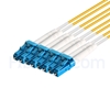Image de 2m MTP Femelle vers 4 LC UPC Duplex 8 Fibres OS2 9/125 Câble Breakout Monomode, Type B, Élite, LSZH, Jaune