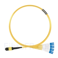 3m MTP Femelle vers 4 LC UPC Duplex 8 Fibres OS2 9/125 Câble Breakout Monomode, Type B, Élite, LSZH, Jaune