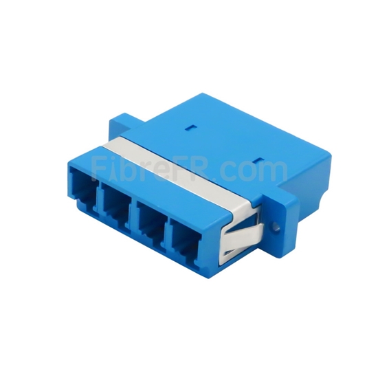 Image de Adaptateur à Fibre Optique/Manchon d'Accouplement Plastique LC/UPC vers LC/UPC Quad Monomode avec Bride