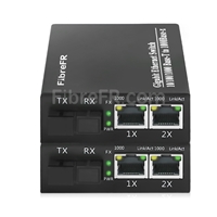 2x10/100/1000Base-T RJ45 ~ 1x1000Base-X SFP Rainure SC non géré Gigabit Ethernet Media Converter, Simplex, 1310nm/1550nm, 20km