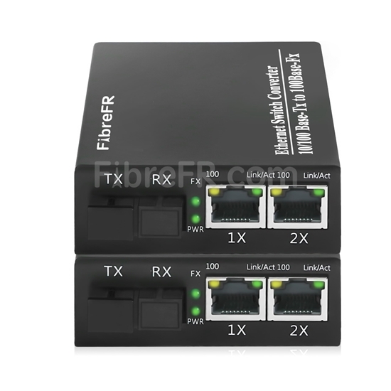 Image de 1x10/100Base-T RJ45 vers 2x100Base-X SFP Rainure SC non géré Gigabit Ethernet Media Converter, Simplex, 1310nm/1550nm, 20km