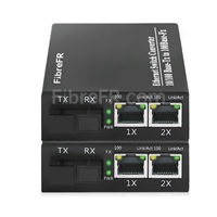 1x10/100Base-T RJ45 vers 2x100Base-X SFP Rainure SC non géré Gigabit Ethernet Media Converter, Simplex, 1310nm/1550nm, 20km