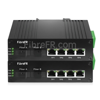 4x10/100/1000Base-T RJ45 vers 1xConvertisseur de média Ethernet Gigabit non géré SFP 1000Base-X, Simplex, 1310nm/1550nm, 20km industriel