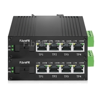 Mini 4x10/100/1000Base-T RJ45 vers 1x 1000Base-X SFP Rainure SC Non géré Gigabit Ethernet Media Converter, Simplex, 1310nm/1550nm, 20km, Industrial