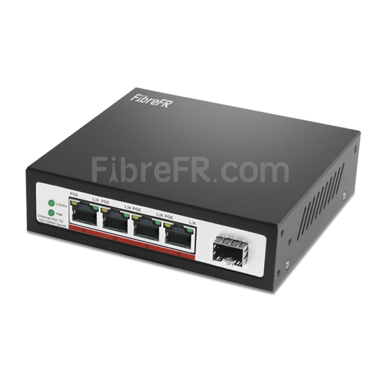 4x 10/100/1000Base-T RJ45 ~ 1x switch/commutateur POE non géré 1000Base-X  SFP