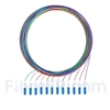 Image de 2m Pigtail à Fibre Optique à Code Couleur LC UPC 12 Fibres OS2 Monomode, Sans Gaine
