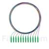 Image de 1m Pigtail à Fibre Optique à Code Couleur LC APC 12 Fibres OS2 Monomode, Sans Gaine