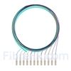 1,5m Pigtail à Fibre Optique LC UPC 12 Fibres OM4 Multimode Faisceau PVC (OFNR) 0,9mm