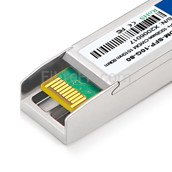 Image de Moxa SFP-10GERLC-CW51-80 Compatible 10GBase-CWDM SFP+ Module Optique 1510nm 80km SMF(LC Duplex) DOM