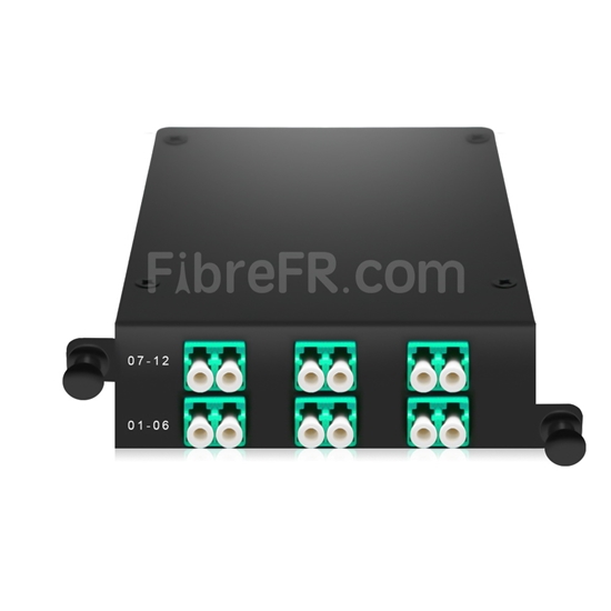 Image de Cassette MPO FHD 12 Fibres OM3 Multimode, MPO-12 vers 6x LC Duplex, Type AF