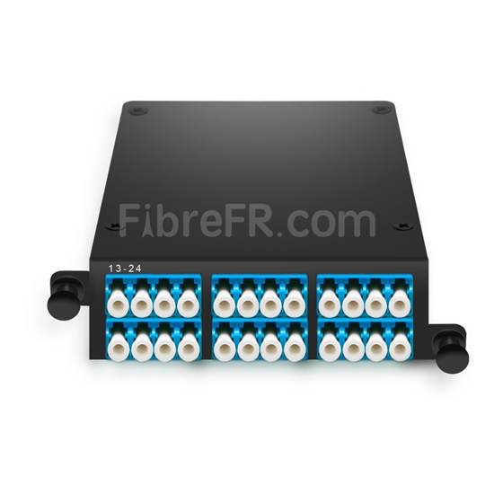 Image de Cassette MTP® FHD avec 24 Fibres OS2 Monomode, 2x MTP®-12 vers 12x LC Duplex, Type A